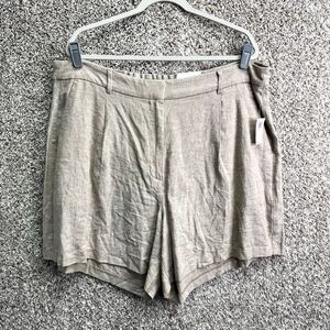 Old Navy Shorts Women’s 2X Beige Tan Linen Extra High-Rise 6” Trouser NWT
